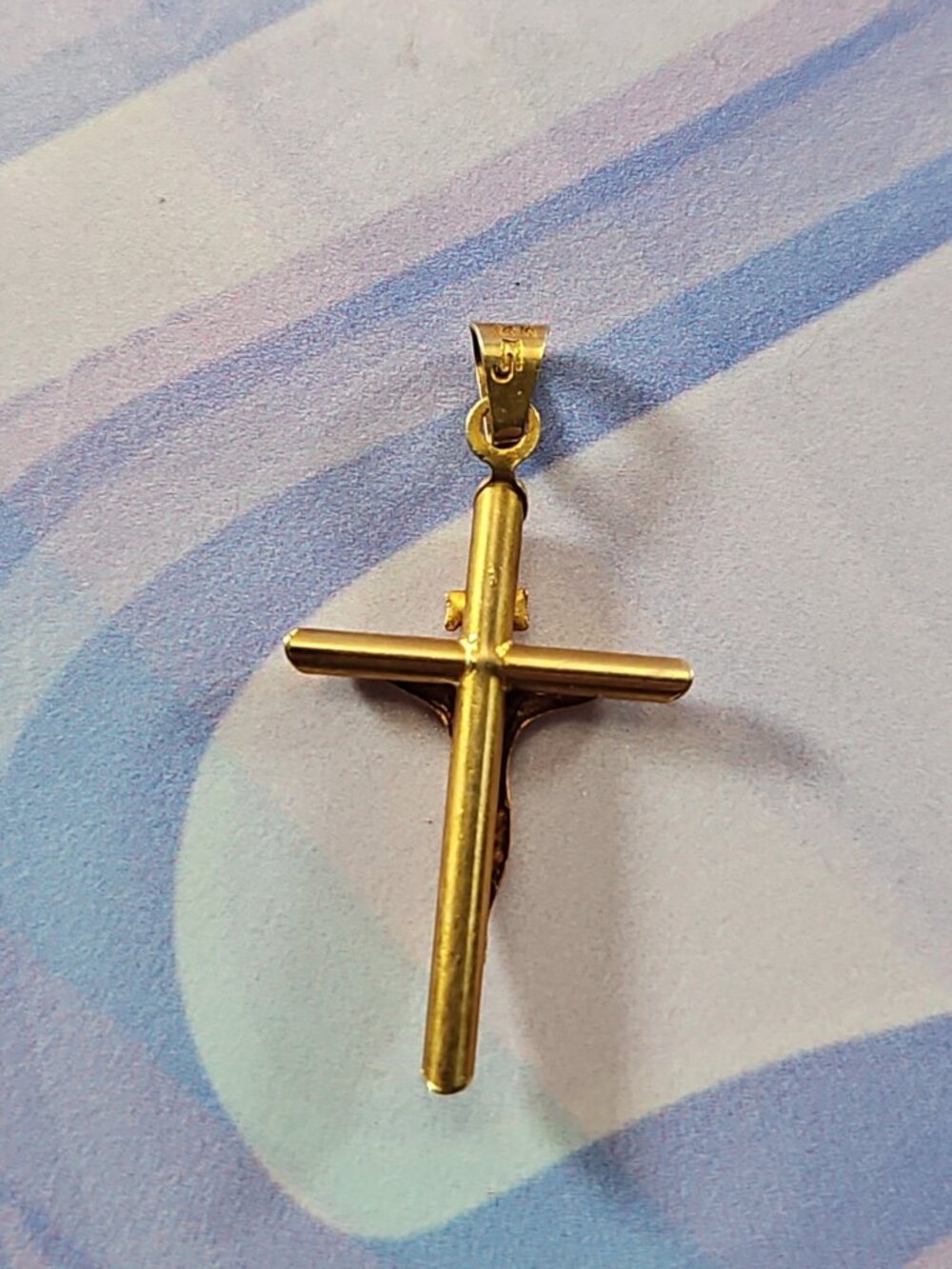14k Yellow Gold Cross Pendant/Charm, 24mm Vintage Italy - Picture 2 of 3